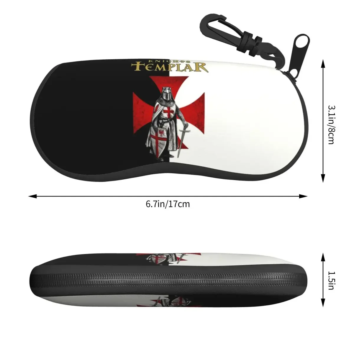 Custom Knight Templar Shell Glasses Case Travel Crusades Knights Christian Warrior Eyeglasses Case Sunglasses Protector Box