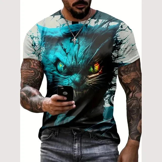 Summer Men's T-shirt 3D Animal Print T-shirt Cartoon Cats Dogs Short Sleeves Oversized Men's T-shirt Fashion New Men's Clothing