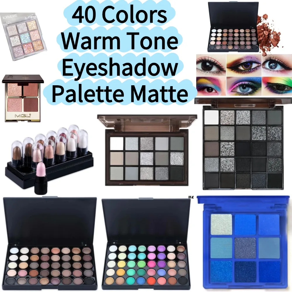 40 Farben Warme Töne Lidschatten-Palette Matt & Schimmer Hochpigmentiertes Puder, Langanhaltend Wasserfest Smoky Eye Make-up