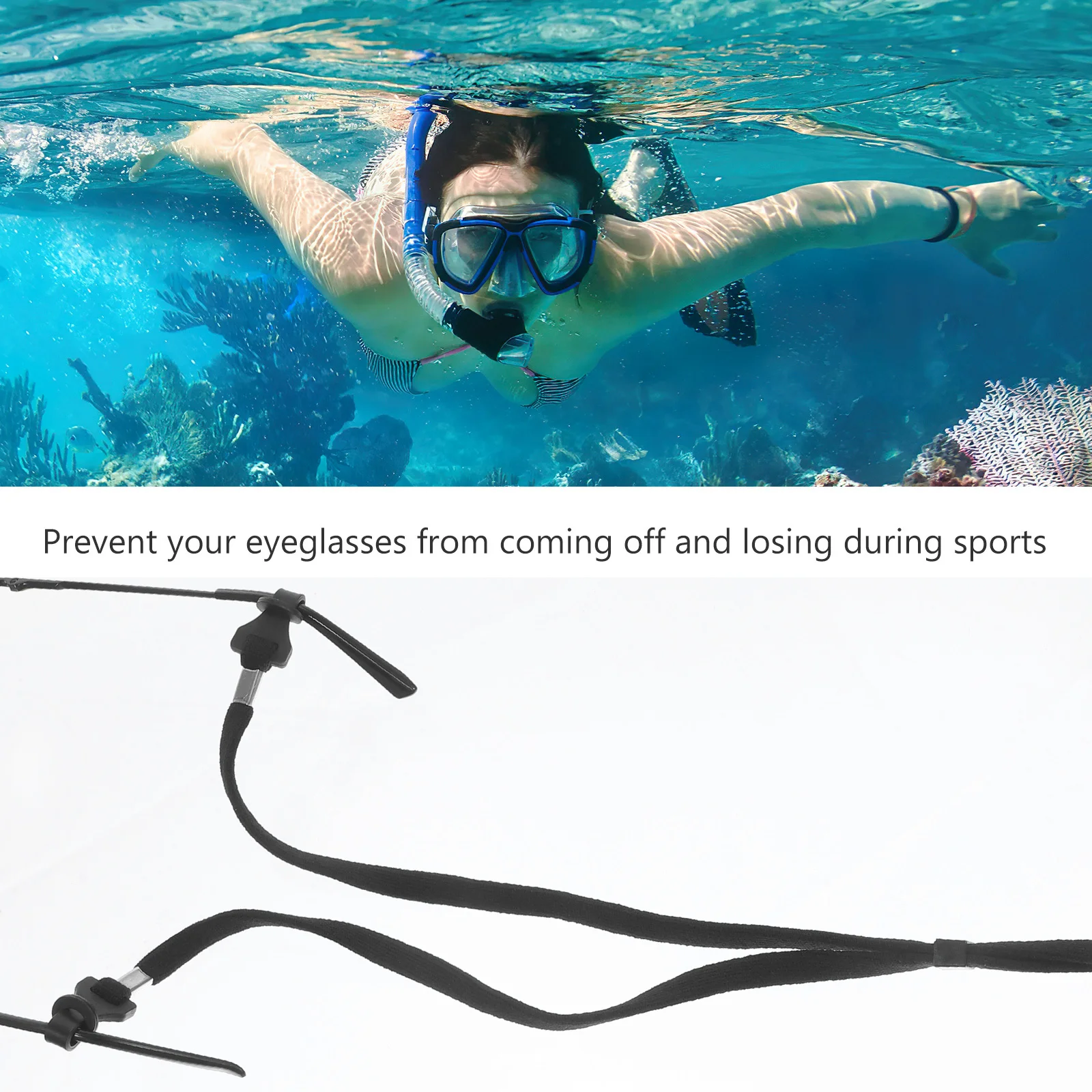8 قطع من أشرطة النظارات المضادة للانزلاق، مثبتات النظارات الشمسية العائمة القابلة للتعديل، حبال النظارات المرنة مناسبة للشاطئ والرياضات المائية
