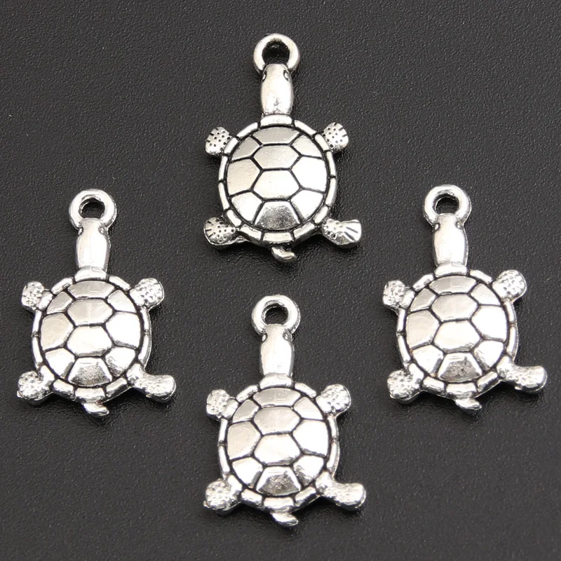 50PCS Tibetan Silver Color Sea Tortoise Turtle Pendants Charms Jewelry Findings Necklace Accessories SALE