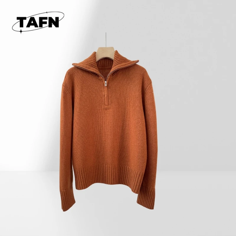 

25 European style cashmere warm street luxury women's sweater lapels look good trend flow comfortable simple thick A25050
