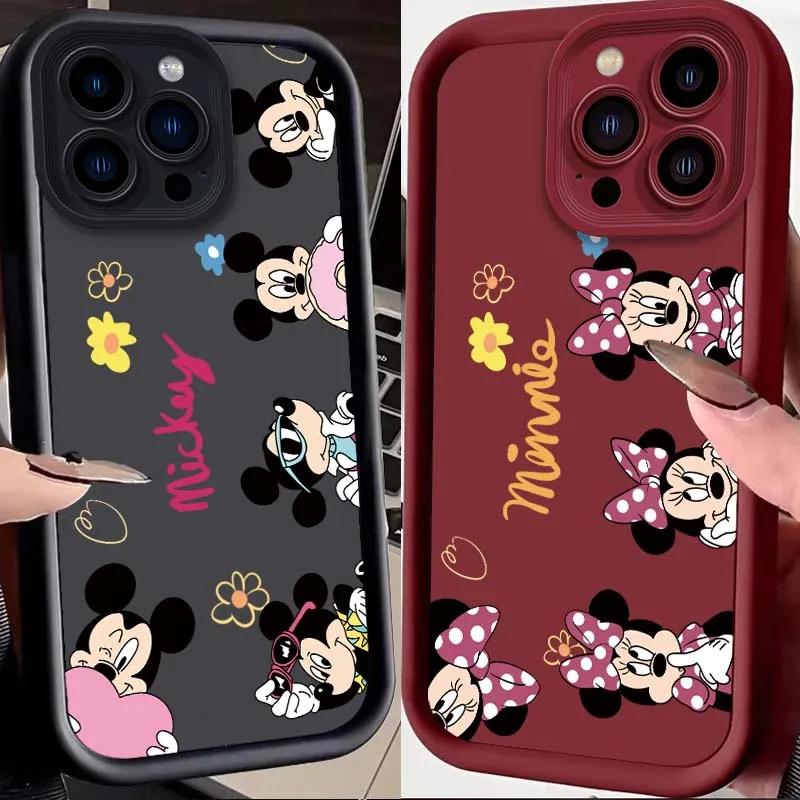 

Disney Mickey Minnie Cute For Apple iPhone 16 15 14 13 12 11 XR XS X Pro Max Plus Eye Ladder Phone Case Soft TPU Cover