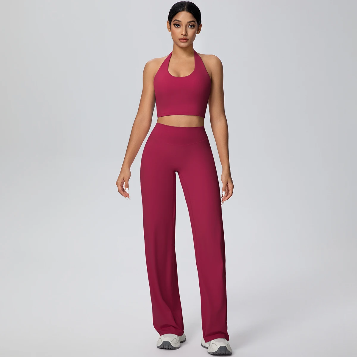 2-teiliges Damen Yoga-Set: Rückenfreier Neckholder-BH und Hose – Sommerliches, atmungsaktives Sport- und Lauf-Workout-Top – Top-Seller – Detail 35