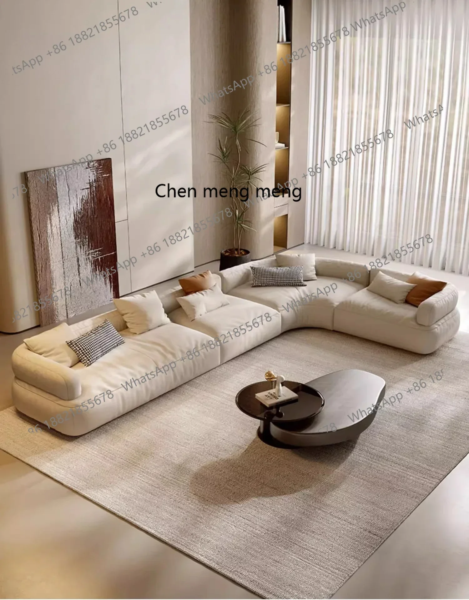 M78 Light luxury, matte cloth art, curved high-end combination, large corner sofa