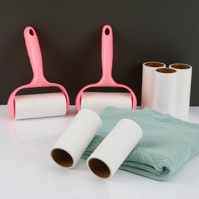 Lint Roller with 8 Rolls Refills Sticky Paper Pet Hair Remover Tearable Adhesive Glutinous Dust Lint Brush