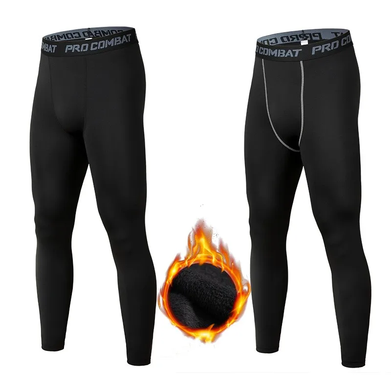 Compression Leggings Men Sports Running Tights Autumn Winter Thermal Fleece Fitness Training Jogging Pants Male Sportswear