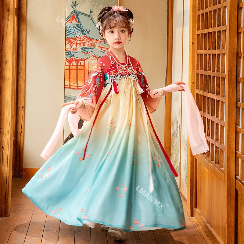 Kids Hanfu Chinese Traditional Folk Costume Girl Han Dynasty Dance Wear Lady Fairy Cosplay Clothes Oriental Ancient Prince Suit