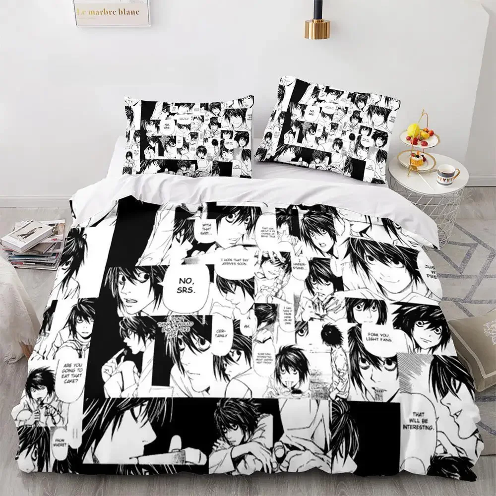 Death Note Bedding Set Single Twin Full Queen King Size Bed Set Adult Kids Bedroom Duvet cover Sets 3D Print Anime Death Note