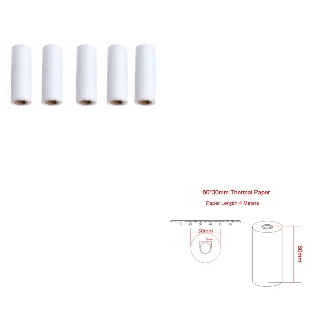  Premium Thermal Paper , 5 Rolls (Size: 80mm x 30mm )