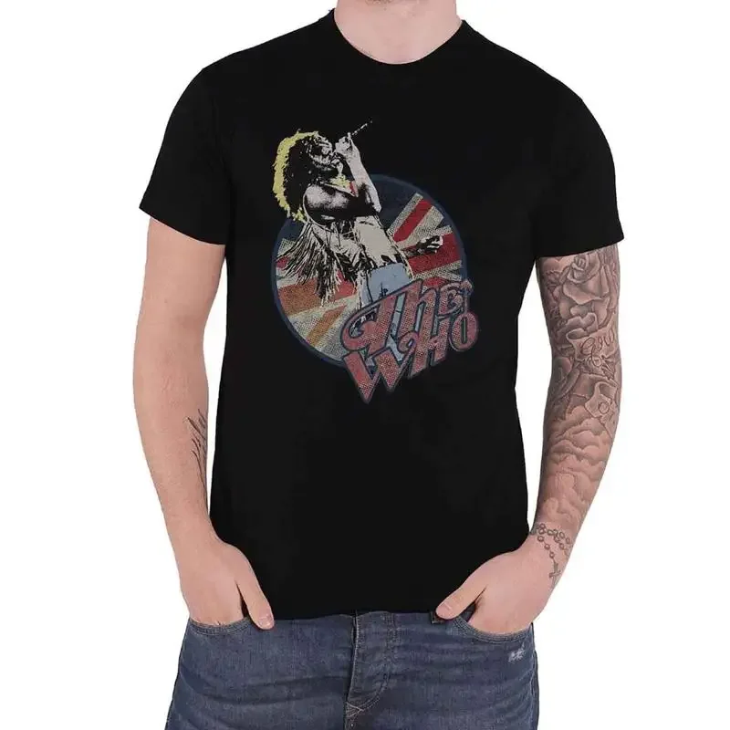 The Who T Shirt Roger Vintage Pose Band Logo New Official Mens Black