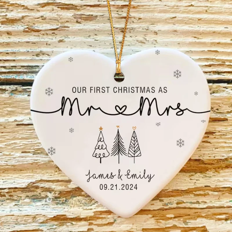 Our First Christmas As Mr & Mrs Ornament First Married Christmas Ornament 2024 Married Wedding Ornament Mr and Mrs Gifts Favor