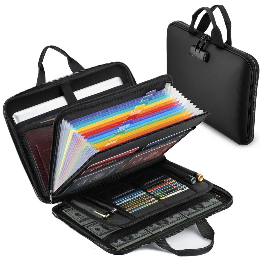 

Коробка для документов с кодовым замком, огнестойкий органайзер для юридических документов, ноутбуков, ценных вещей и важных бумаг