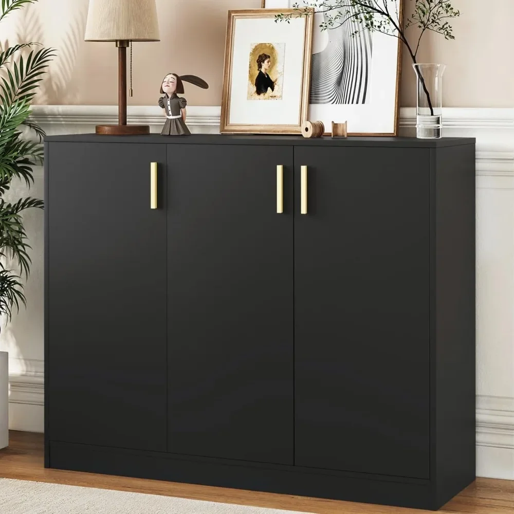 Elegant Castle-Style Buffet Cabinet with Ample Storage and Shelves, Wooden Coffee Bar Sideboard Console Table