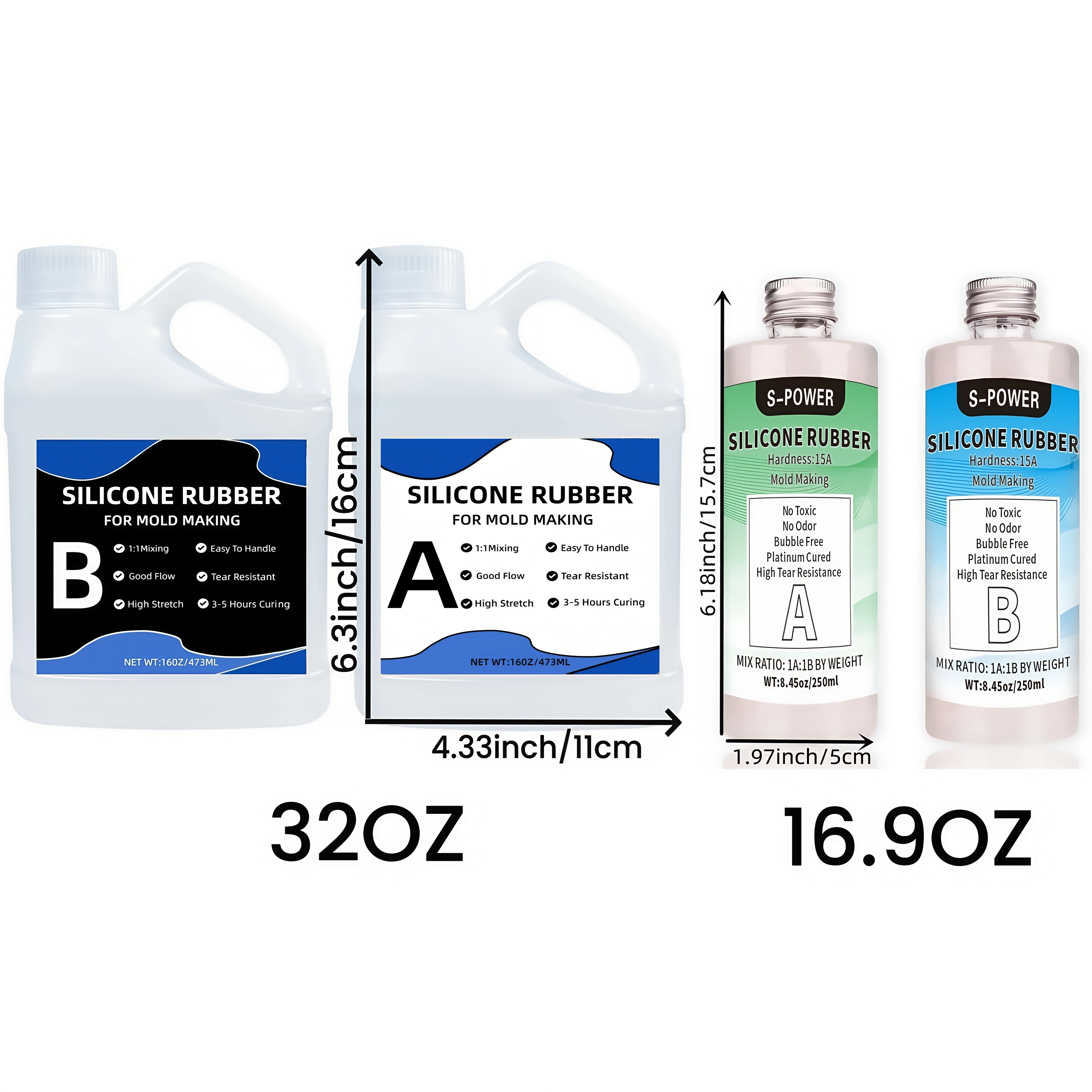 16.9oz Super Elastic Liquid Silicone for Mold Making - 1:1 Mix Ratio, Ideal for Resin, Casting, Candles & DIY Crafts, 15A