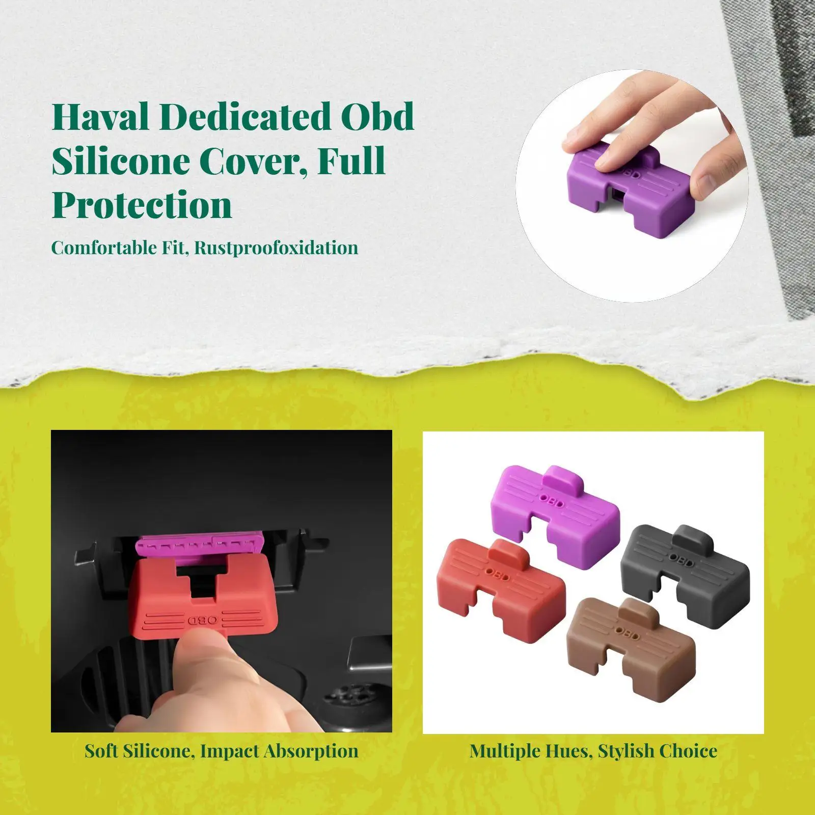 OBD Connector Dust Cover Silicone Plug Collision Resistant Water Blocking Port Protector for Haval H6 H9 F7 Suvs and Cars