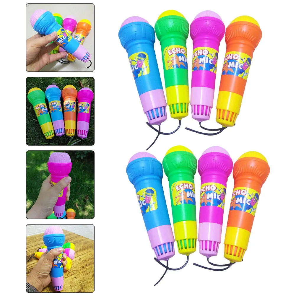 

8Pcs Lightweight Simulation Microphone Plaything Polished Edges Wear-Resistant Plastic Kids Party Prop Echo Mic for Birthday