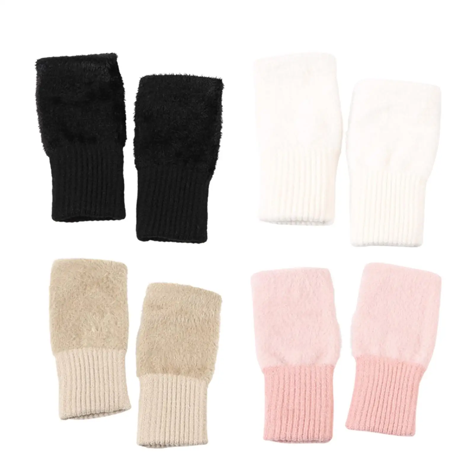 Soft Acrylic Winter Half Finger Gloves Women Fingerless Mittens for Outdoor Activities Typing and Daily Wear