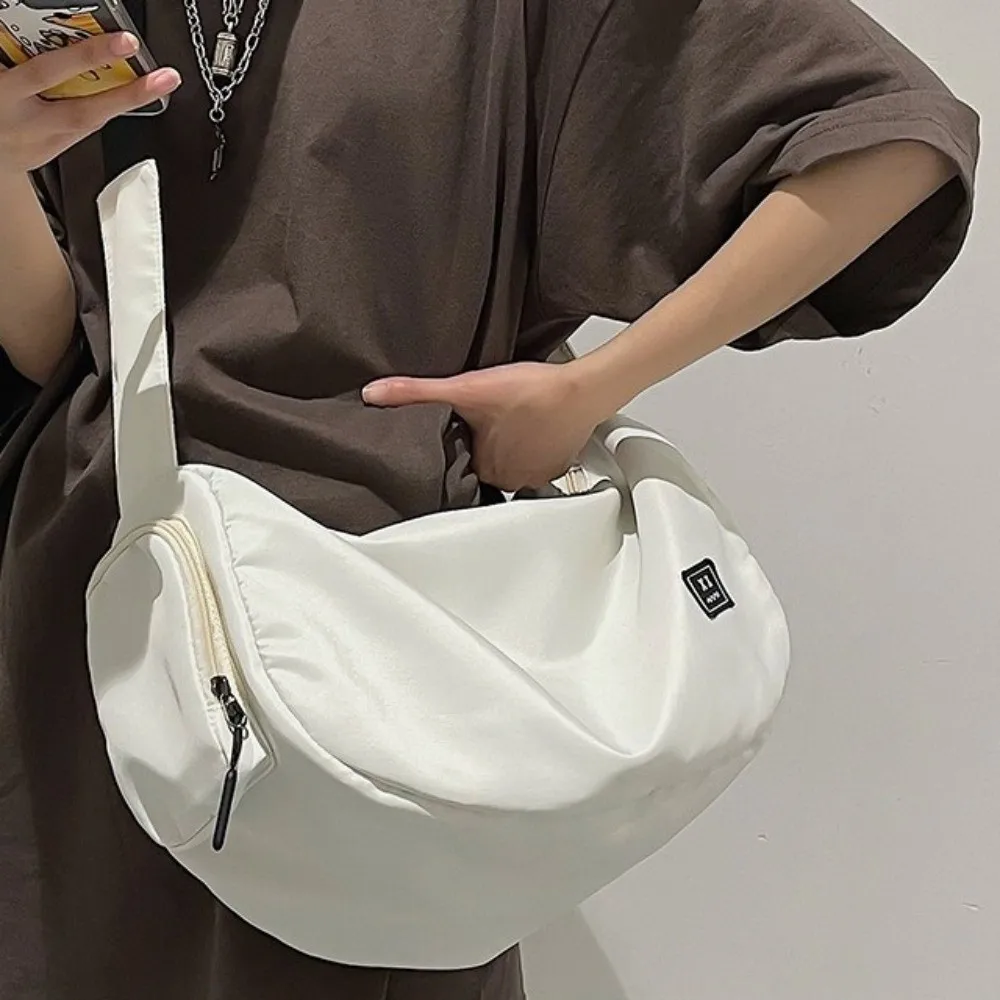 

Casual Large Capacity Nylon Shoulder Bag Harajuku Korean Style Canvas Dumpling Bag Solid Color Commute Sports Crossbody Bag Men