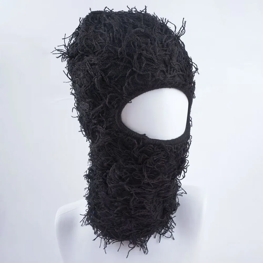 Winter Distressed Balaclava Ski Mask for Men Women Fuzzy Full Face Shiesty Beanie Knitted Camouflage Outdoor Skull Cap