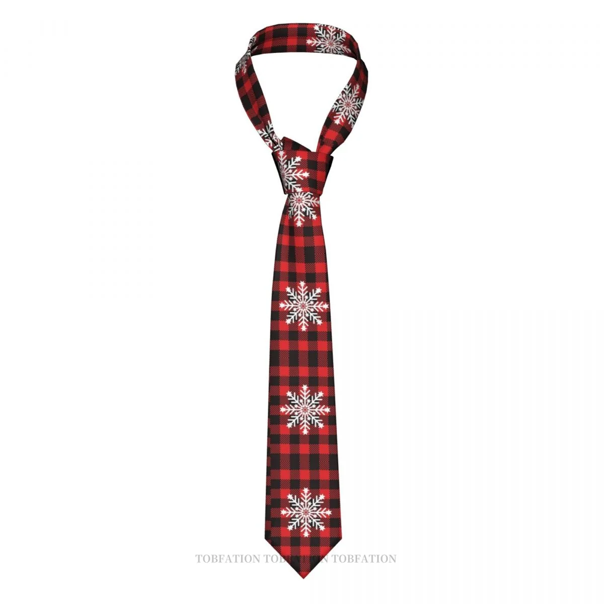 

Happy Merry Christmas Snowflake Buffalo Plaid Men Ties 3D Printed Hip-Hop Street Business Wedding Party Shirt Accessories