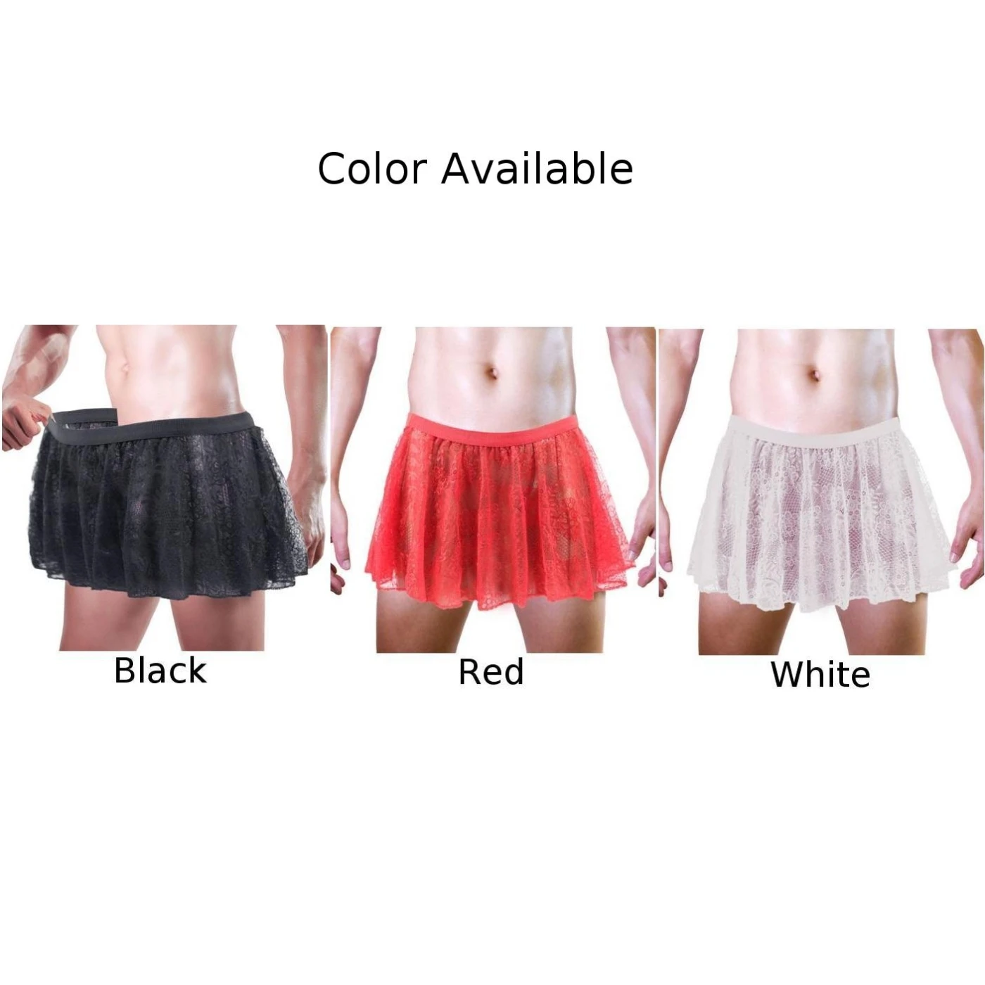 Mens Crossdress Lingerie Gays Sissy Bulge Pouch Underwear Mesh Sheer Skirt Nightwear Panties Breathable Underpants