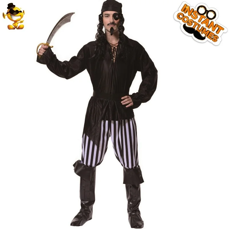 زي Loween للبالغين M Pirate Par مصنوع من مادة البوليستر ملابس قرصان أصلية المظهر للاحتفال التنكري للرجال