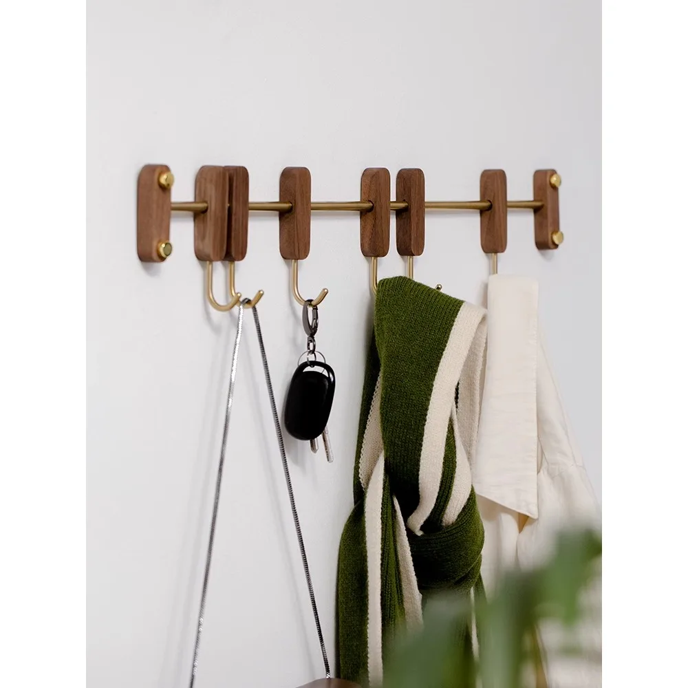 Solid wood clothes hook non-perforated entrance door, key hanger on the wall key hanger behind the door, strong load bearing