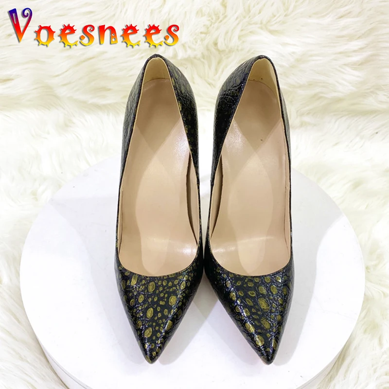 Europe And America Style 8CM Stiletto Pumps Nightclub Snake Skin Printed High Heels Fashion Embossing Party Shoes For Women's