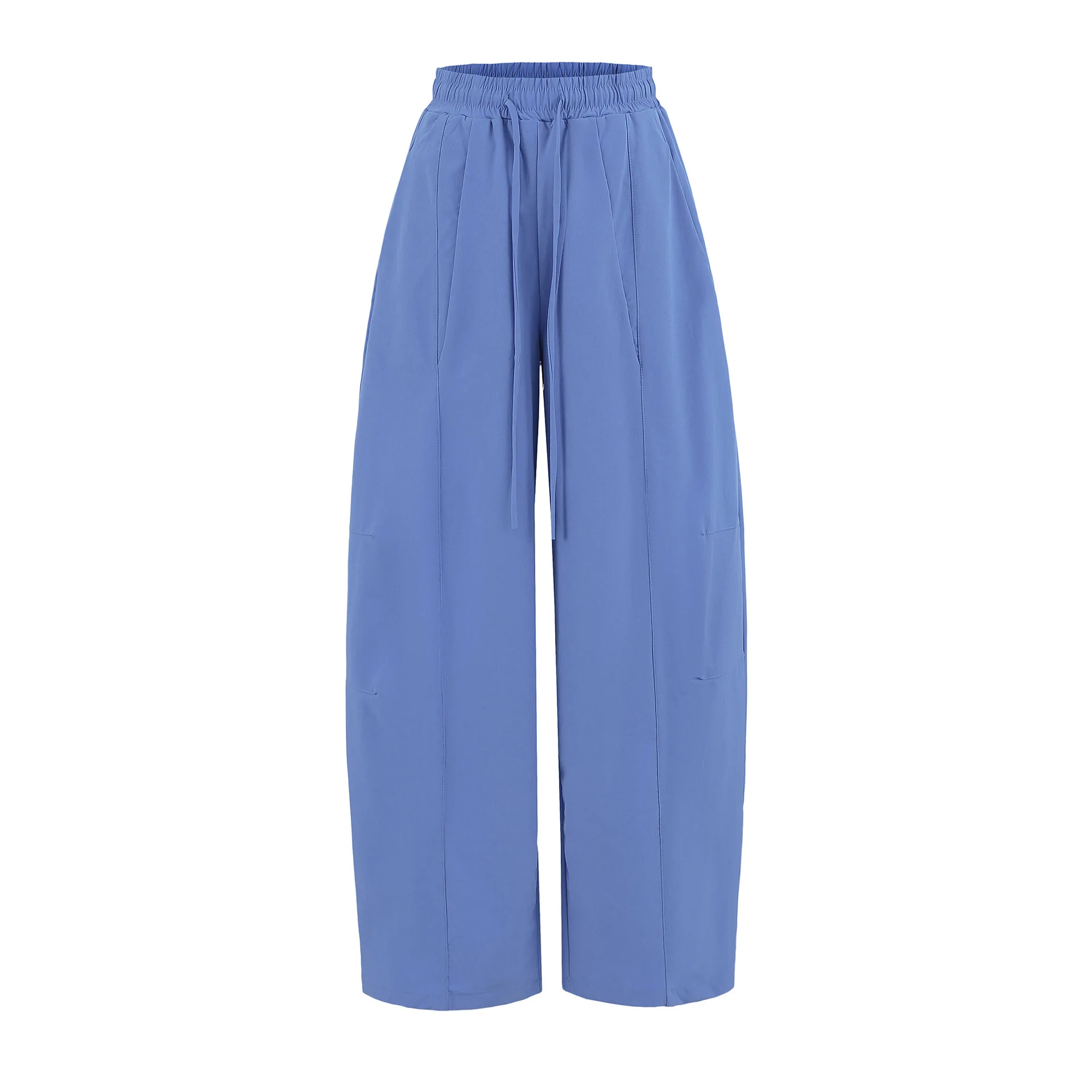 

Women's Spring and Summer High Waisted Loose Vacation Casual Drawstring Pocket Cropped Pants