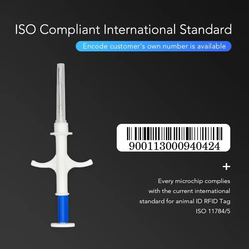 100 Packungen Haustier EM4305 Mikrochip 134,2 kHz FDX-B Tier-ID-Chip Tier-Mikrochip-Spritze Internationaler Standard