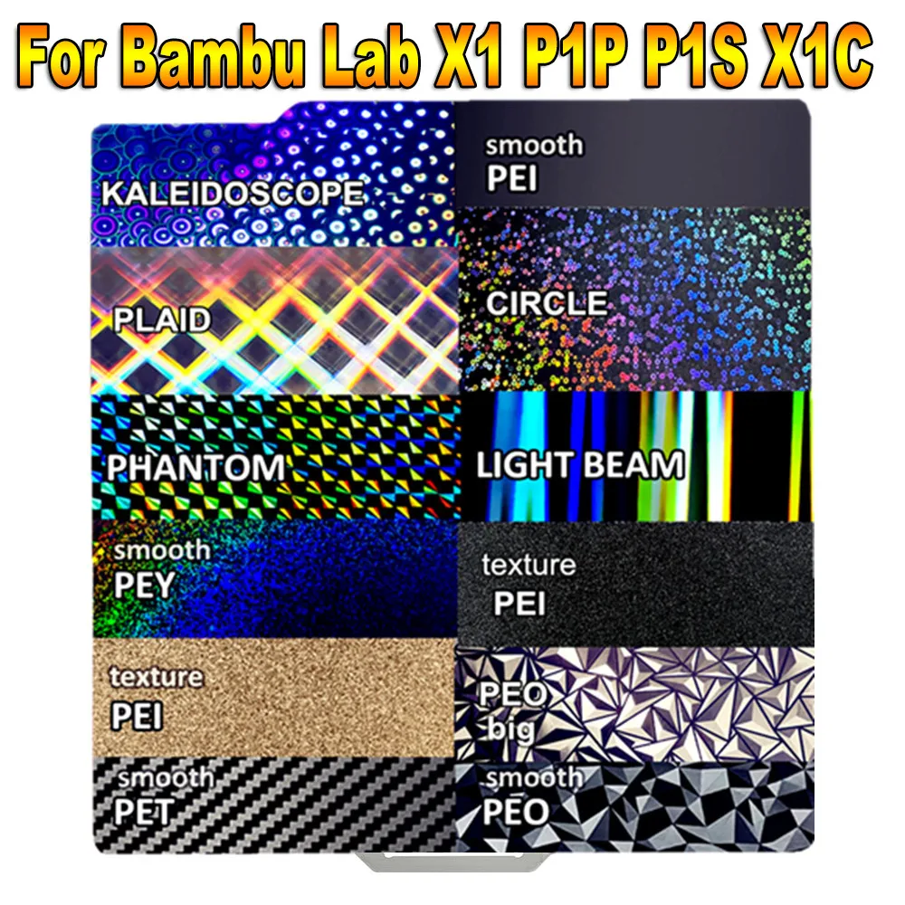 

A1 PEI Sheet For Bambu Lab A1 P1P P1S X1 Build Plate 257x257mm PEO PET X1 Carbon Spring Steel Bed Plate for Bambulab Bamboo P1P