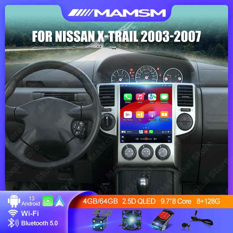 9.7 inch Android Car Radio For Nissan X-Trail 2003 2004 2005 2006 2007 Multimedia Stereo 2Din Vertical Screen Carplay 4G WIFI