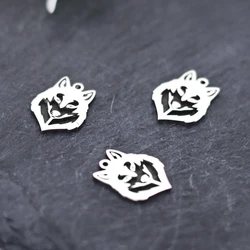 3pcs Hollowed Wolf Head Pendants For Jewelry Making Stainless Steel Animals Charms Diy Necklaces Bracelets Accessories