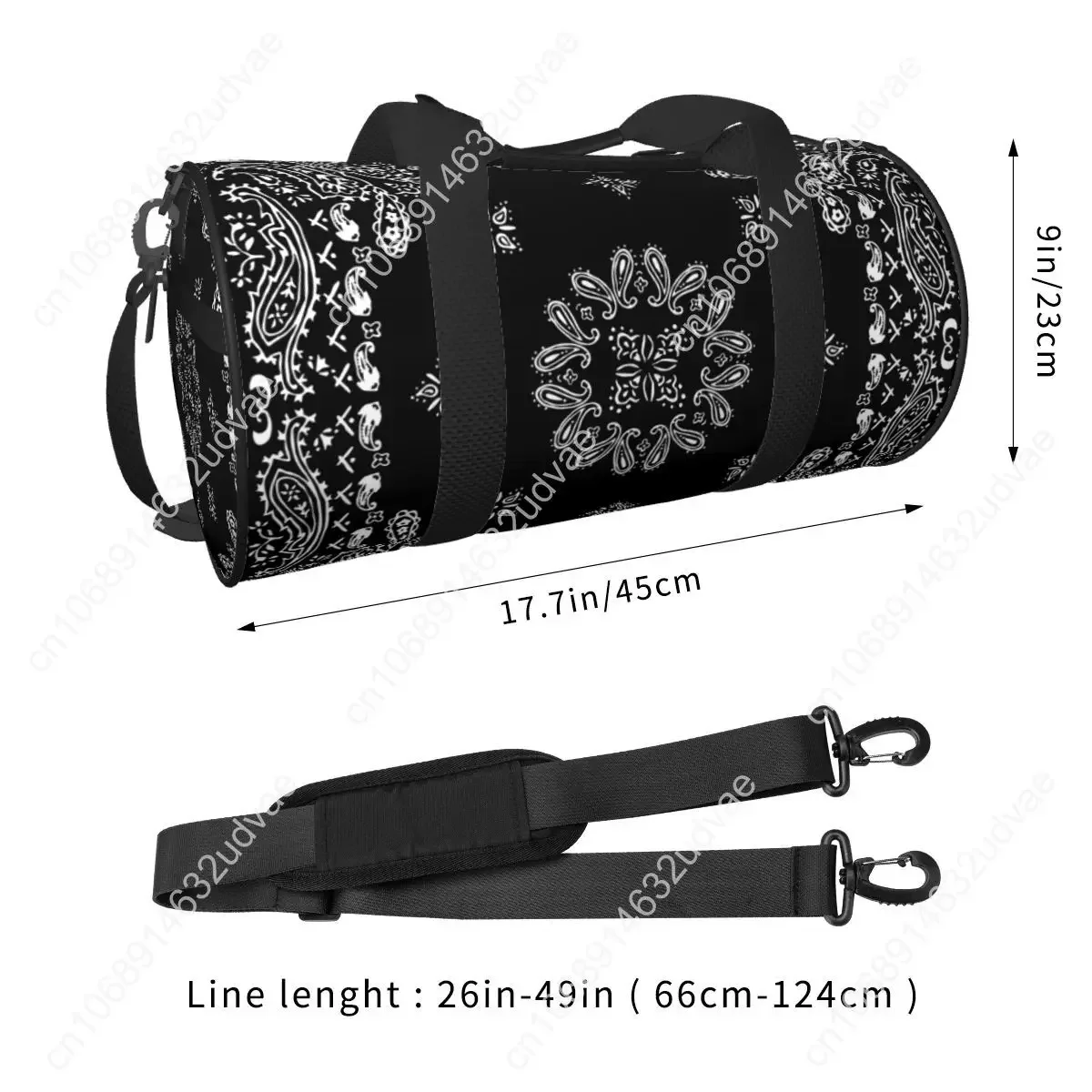 Gym Bag Traditional Floral Paisley Sports Bag with Shoes Black Retro Men Women Portable Printed Handbag Cool Luggage Fitness Bag