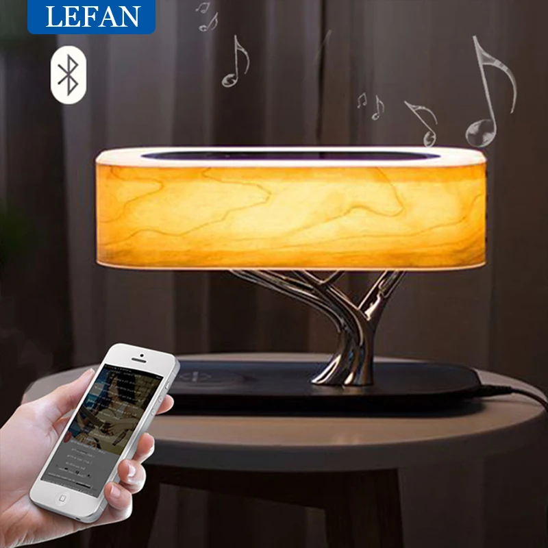 Imagem -03 - Inteligente Cabeceira Led Desk Lamp Built-in Alto-falante Bluetooth Carregador de Telefone sem Fio Lâmpada Regulável Café Bar Mesa Luz