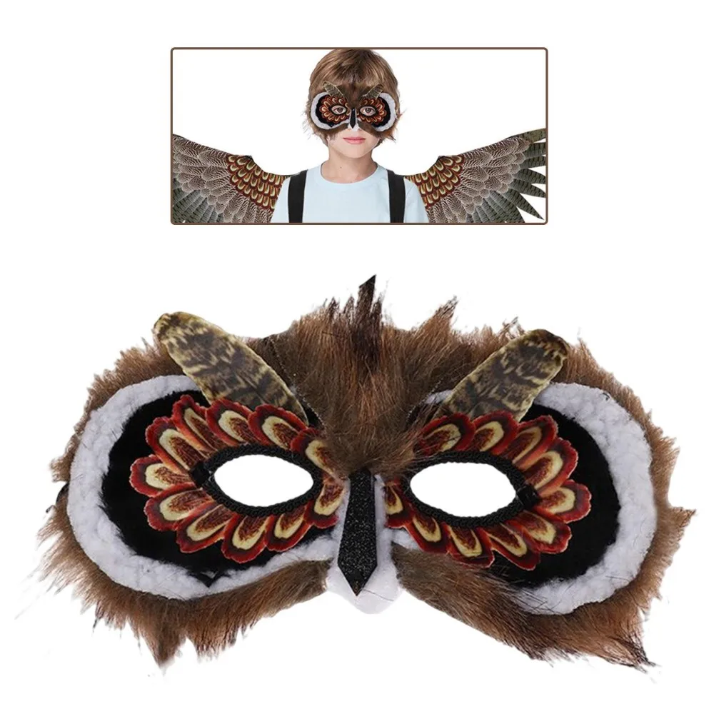 

3D Owl Mask Cosplay Animal Half Face Cover Helmet Elastic Band Kid Unisex Headgear Halloween Masquerade Party Costume Prop