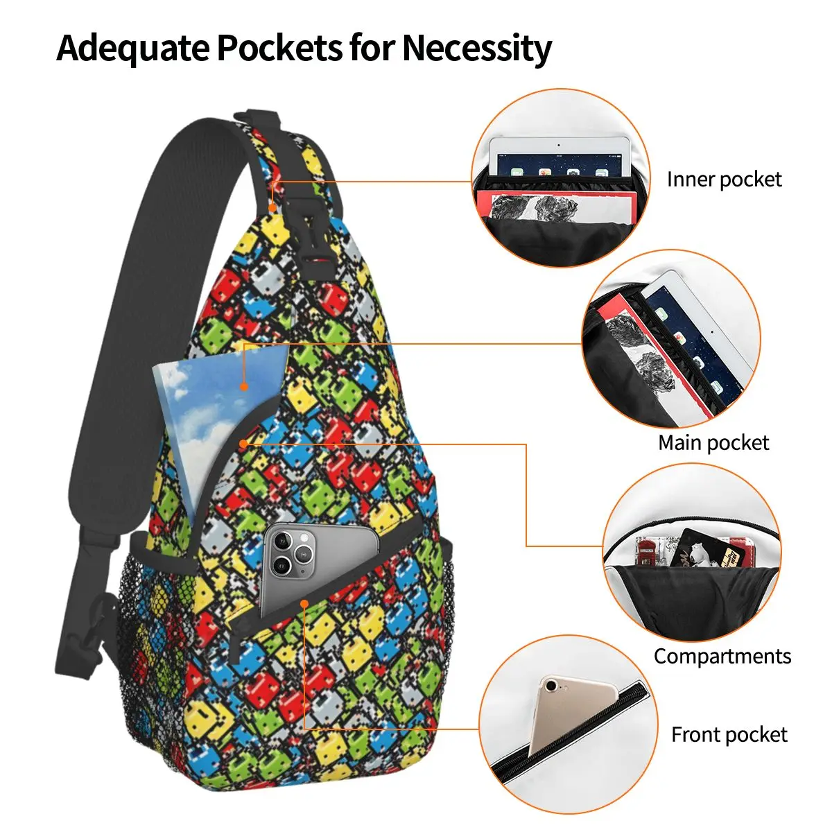 Crossbody Bag Sports Junimos All Over Print Chest Bag Unisex Women Man Fashion Shoulder Backpacks Travel