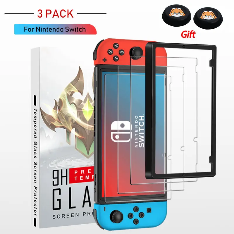 

3pcs For Nintendo Switch Tempered Glass Screen Protector Anti-Scratch 9H HD Protective Cover For Switch Game Console