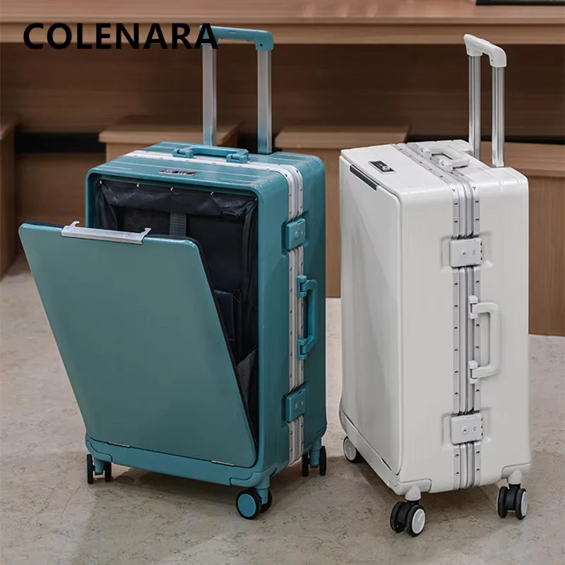 COLENARA Aluminum Frame Suitcase ABS + PC Boarding Box Large Capacity Trolley Case 20