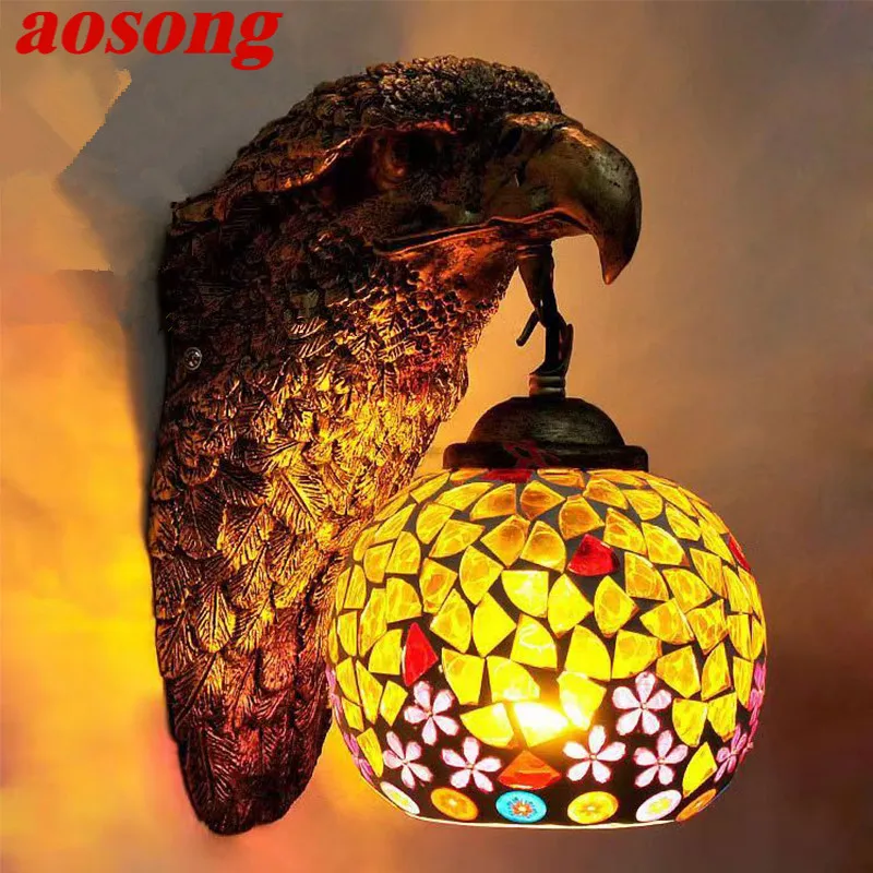 

AOSONG Contemporary Eagle Wall Lamp Personalized And Creative Living Room Bedroom Hallway Bar Decoration Light