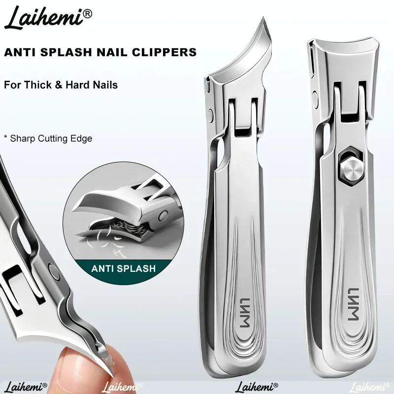 Anti-Splash Ingrown Toenail Clippers 25° Curved Sharp Blade Wide Jaw Stainless Steel Nail Cutter for Thick Hard Nails with Lock
