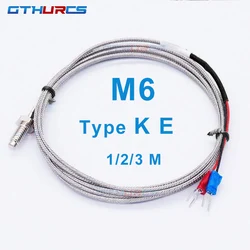 M6 Screw Type K Thermocouple Thread 1m 2m 3m Probe Sensor Temperature Sensor 0-400°C