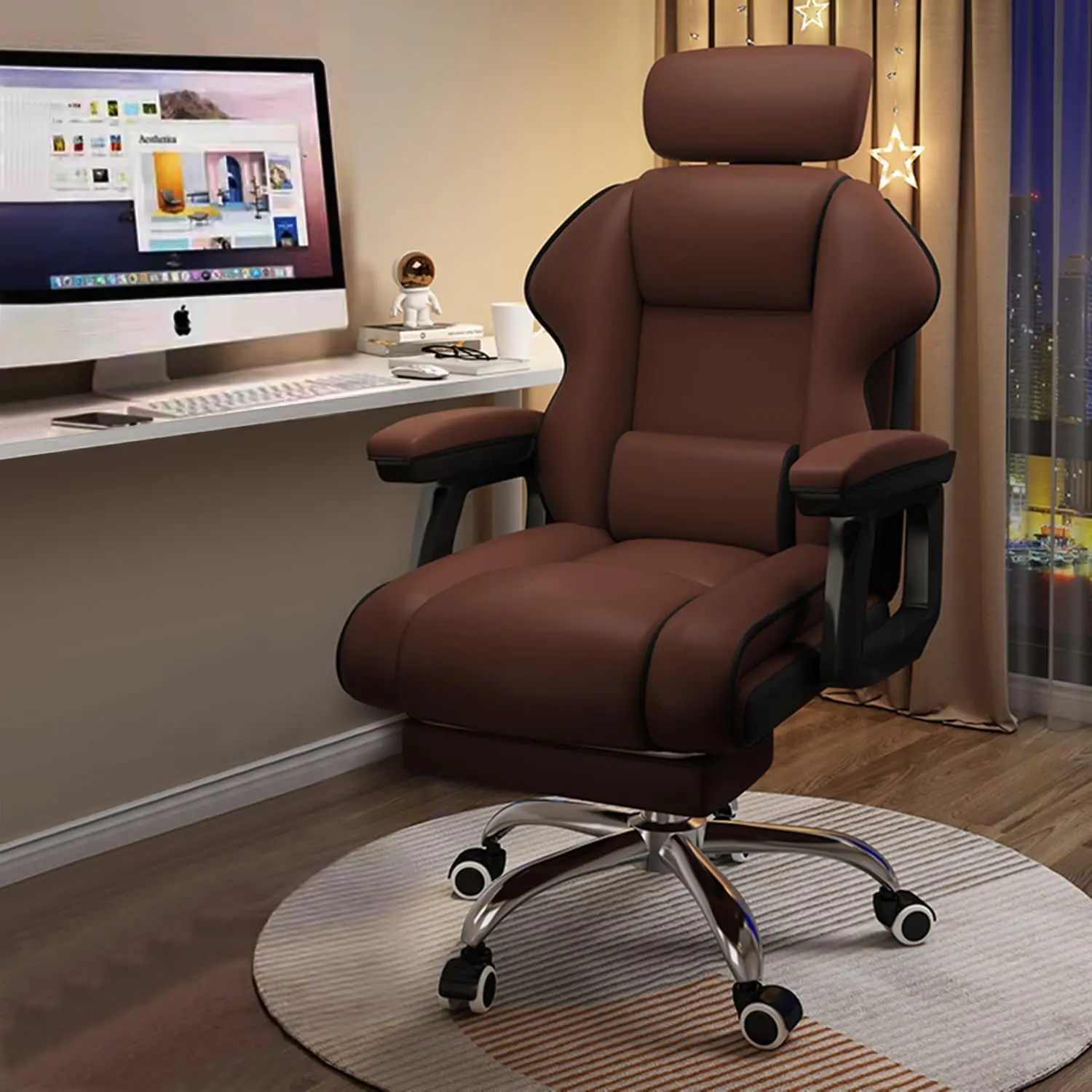 

Executive Computer Chair Home Office Desk Chair,Adjustable Angle, Ergonomic Adjustable Height Pu Leather Chairs With Cushions