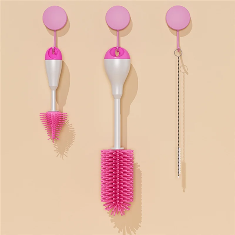 مرفق منظف فرشاة الزجاجات من السيليكون B28C، مجموعة فرشاة تنظيف القش لتنظيف حاويات الرقبة الضيقة #2