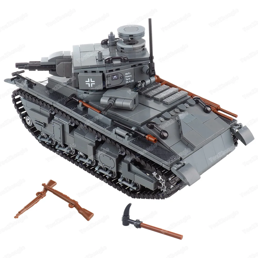 Multi-torre NbFzip Pesante Grigio Scuro Carro Armato Building Block Assemblaggio MOCww2 Figure Armi Attrezzature Scena Modello Ornamenti Regalo Giocattolo