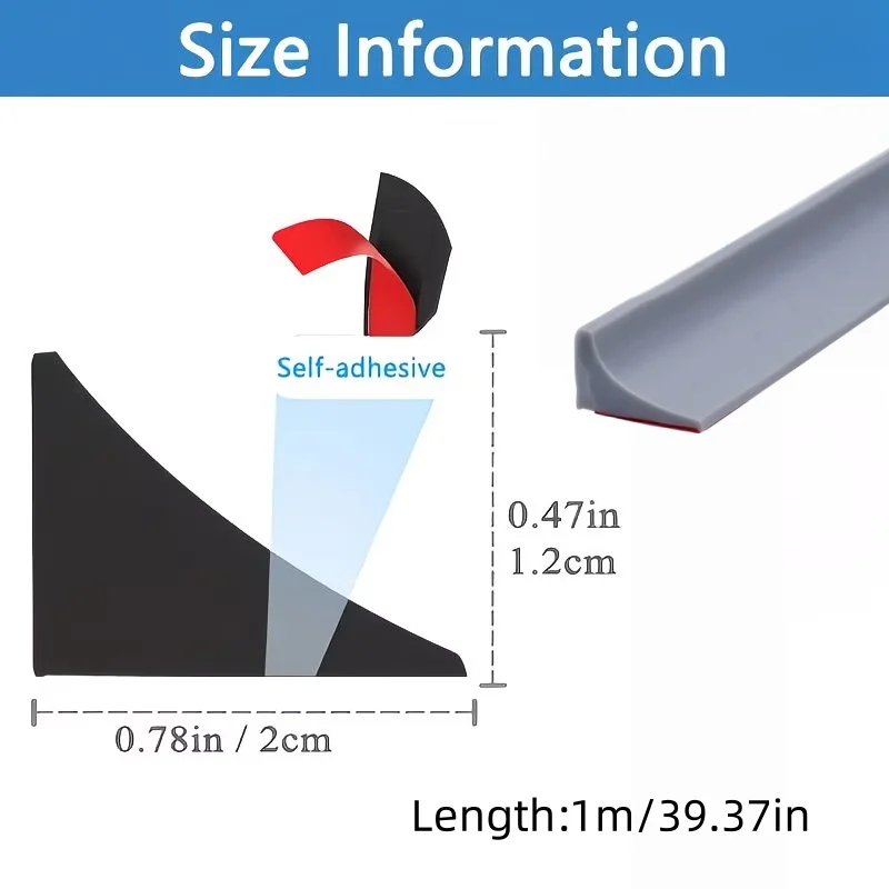 kitchen Water Retaining Strip Self-adhesive Door Seal Strip Bathroom Separation Shower Dam Barrier Accessory