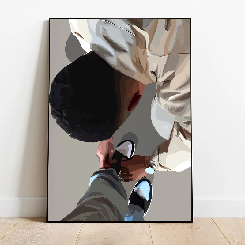 المألوف امرأة سوداء جميلة الراحة الترفيه الملصقات يطبع قماش الطباعة جدار صورة فنية لغرفة المعيشة ديكور المنزل