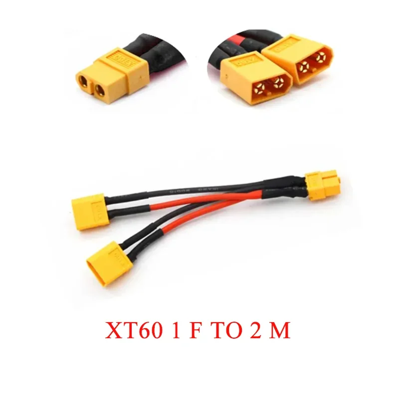 100mm Y Shape Parallel Battery Connector Cable T Plug/XT60/XT90 Male/Female 12AWG Silicone Wire for RC Drone Battery Extension