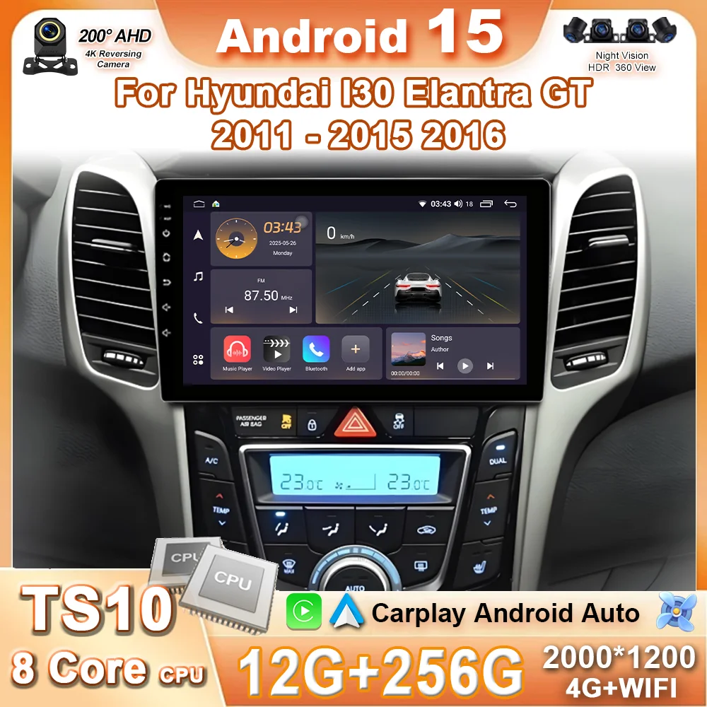 

Car Radio Stereo Android 15 Auto For Hyundai I30 Elantra GT 2012 2013 2014 2015 2016 Auto GPS Navigation Multimedia Player Wifi